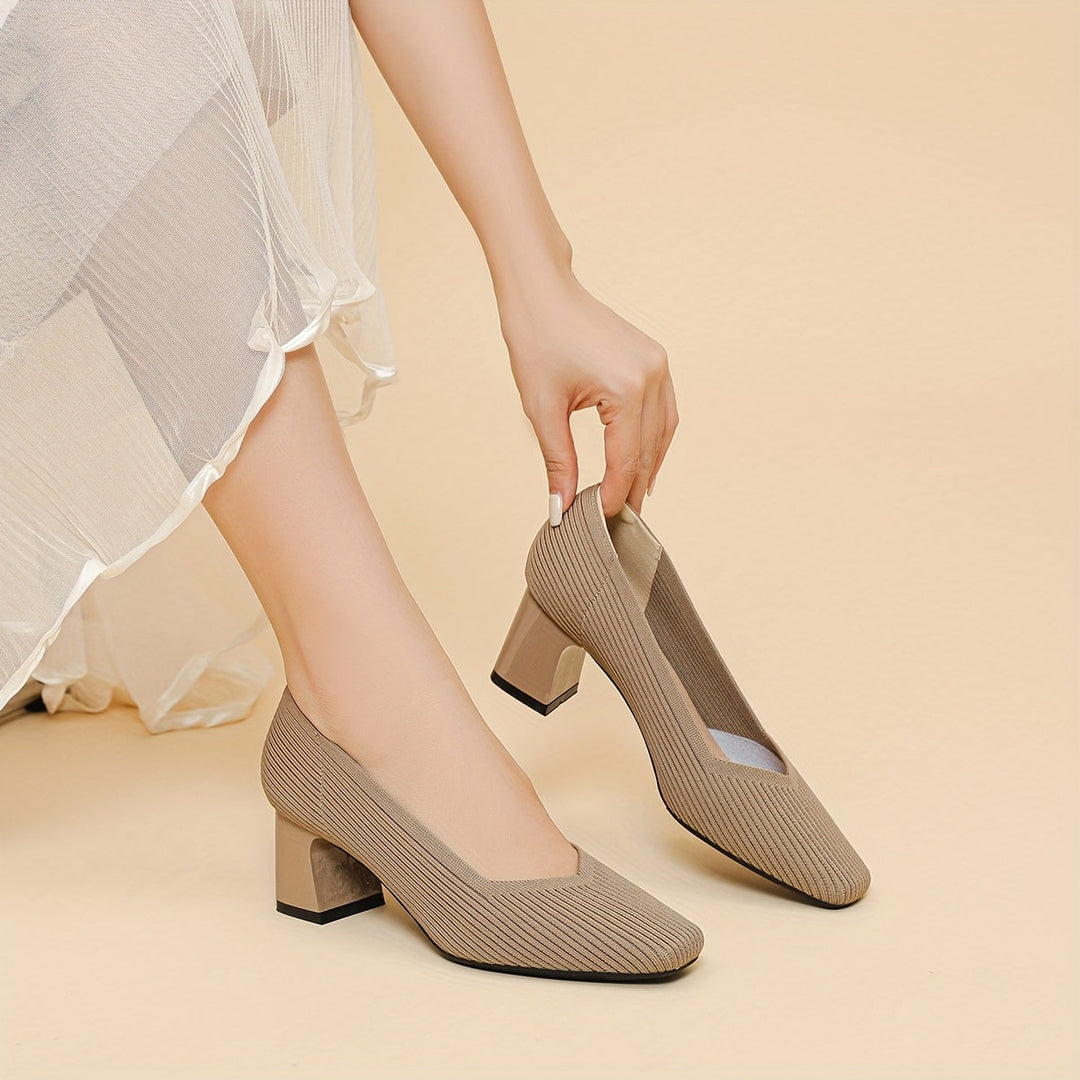Women's Square Toe Chunky Low Heels