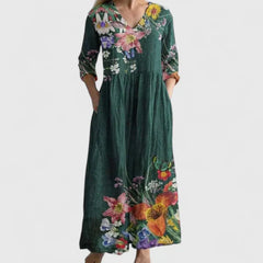 Kymberah | Women’s Sophisticated Midi Dress with Deep V-Neck