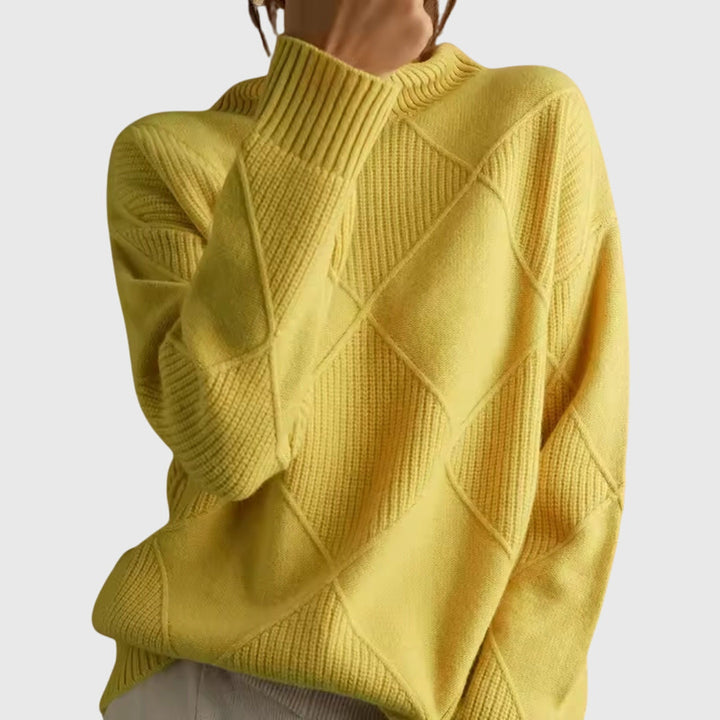 Women’s Geometric Pattern Turtleneck Sweater with Warmth
