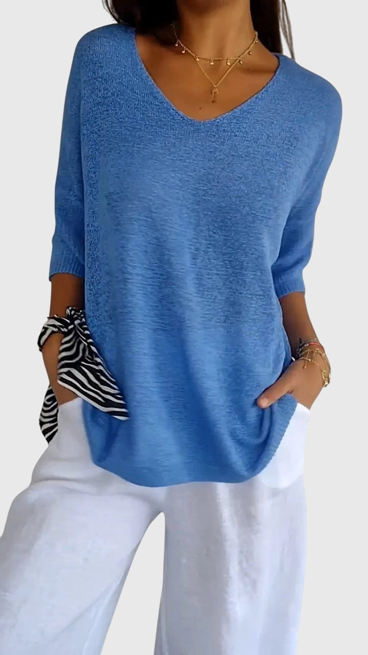 Women’s Elegant V-Neck Top with Soft Knit