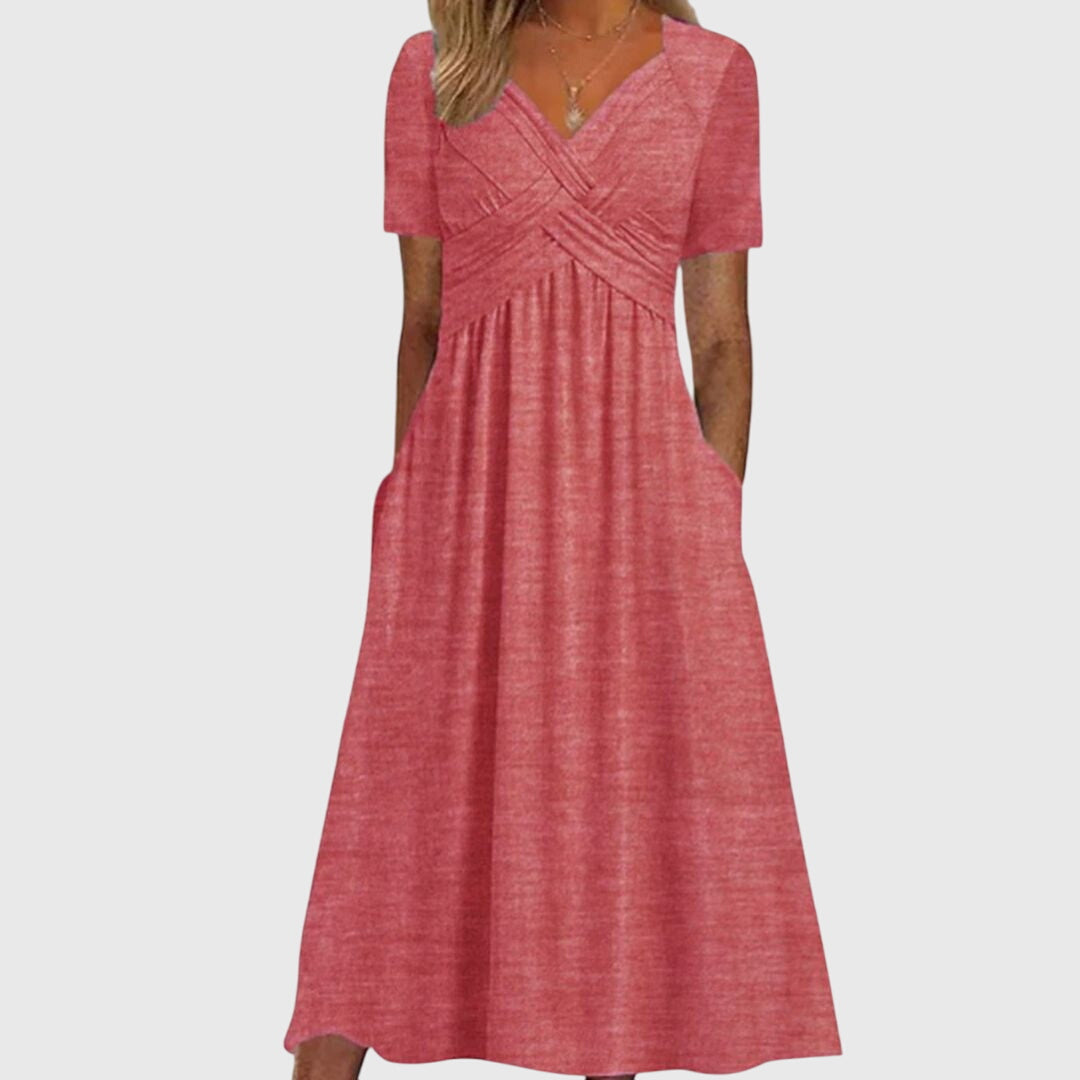 Women’s Crossed Bodice Dress with Pockets