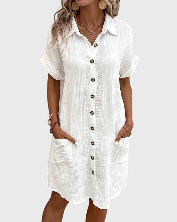 Women’s Relaxed Button-Front Dress with Pockets