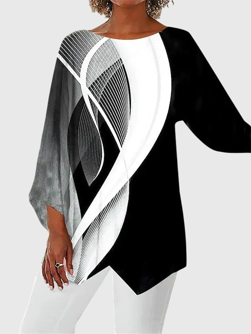 Women’s Elegant Crew Neck Top with Print