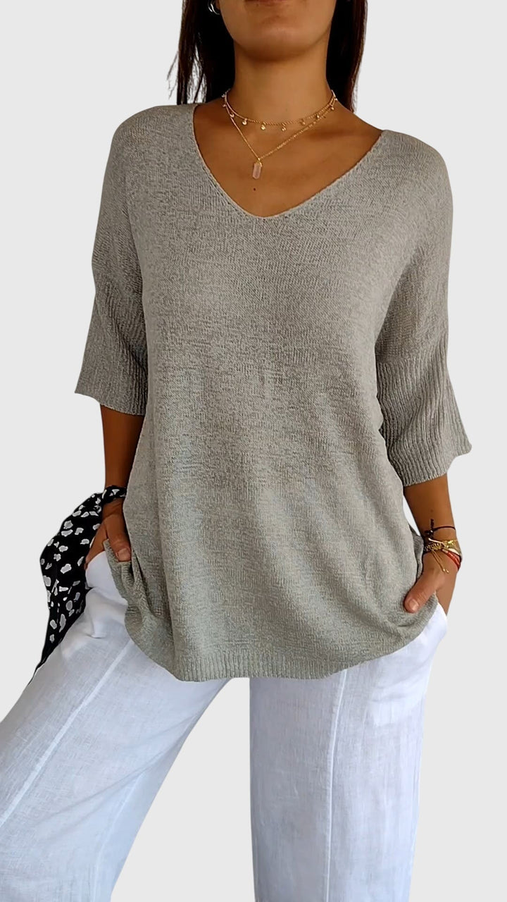 Women’s Elegant V-Neck Top with Soft Knit