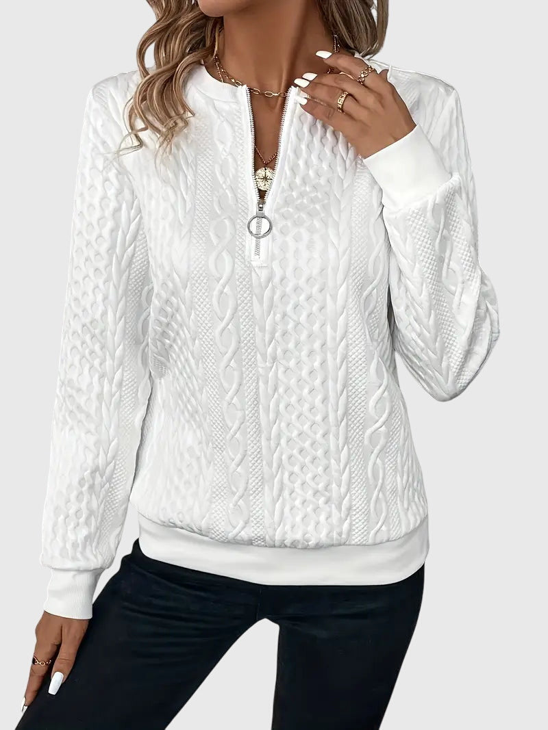 Nora | Women’s Cable Knit Sweater with Zipper