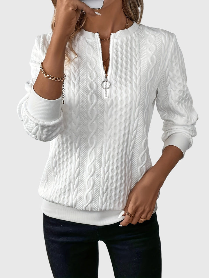 Nora | Women’s Cable Knit Sweater with Zipper