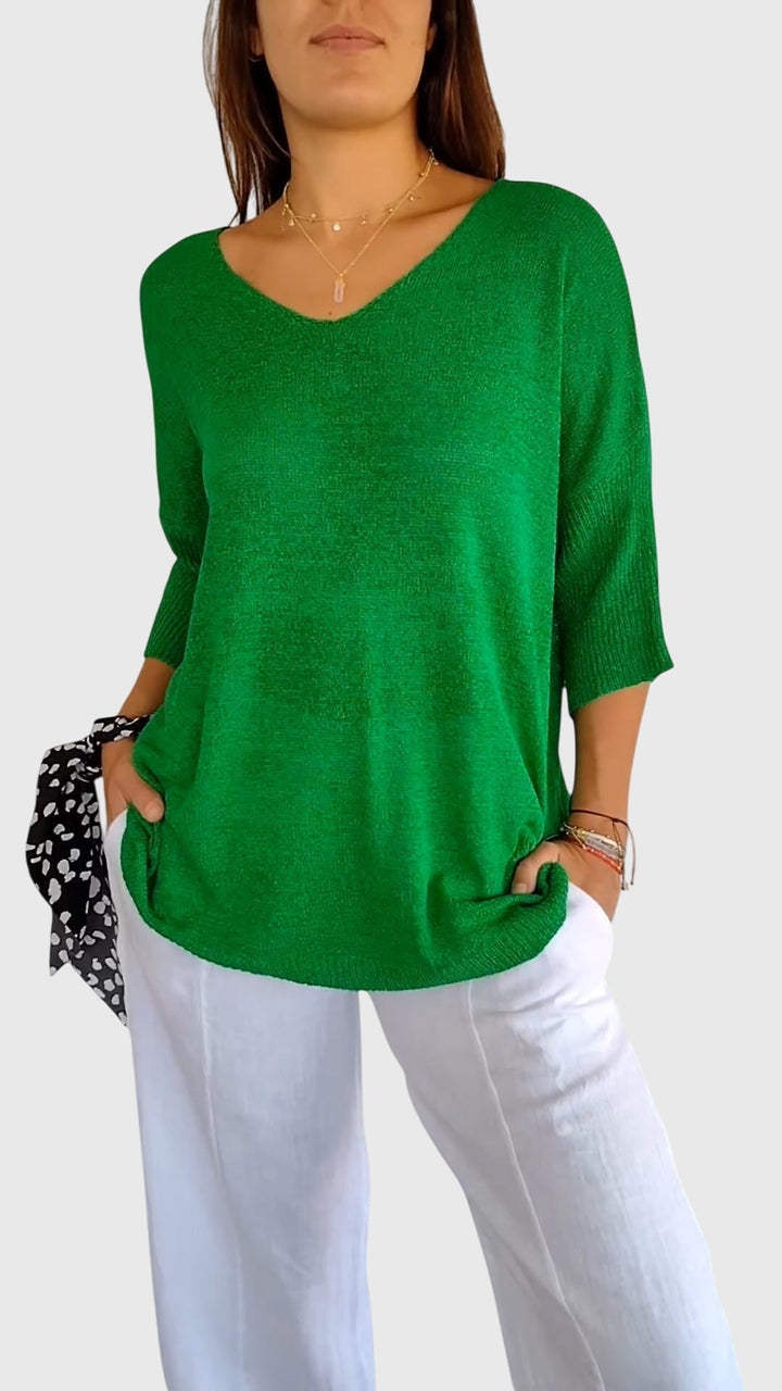 Women’s Elegant V-Neck Top with Soft Knit