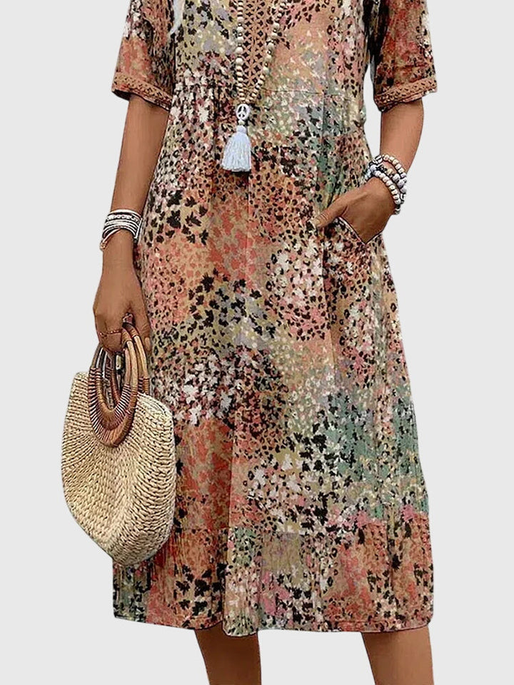 Women’s Floral Midi Dress with Belly Coverage