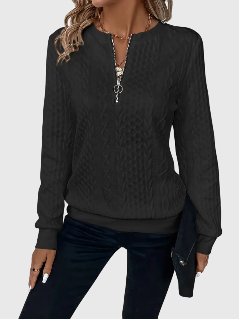 Nora | Women’s Cable Knit Sweater with Zipper