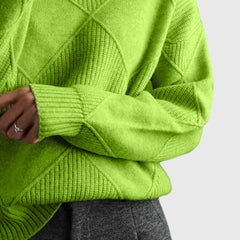 Women’s Geometric Pattern Turtleneck Sweater with Warmth