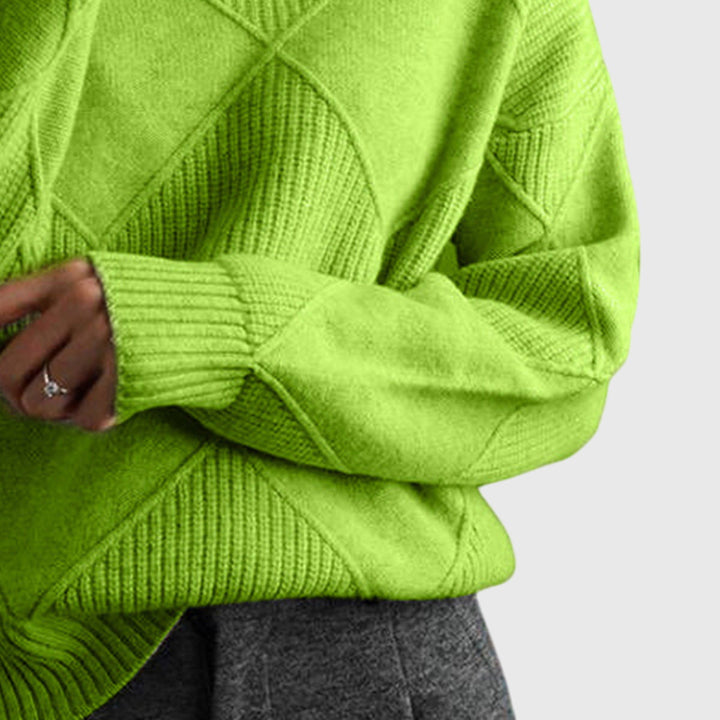 Women’s Geometric Pattern Turtleneck Sweater with Warmth