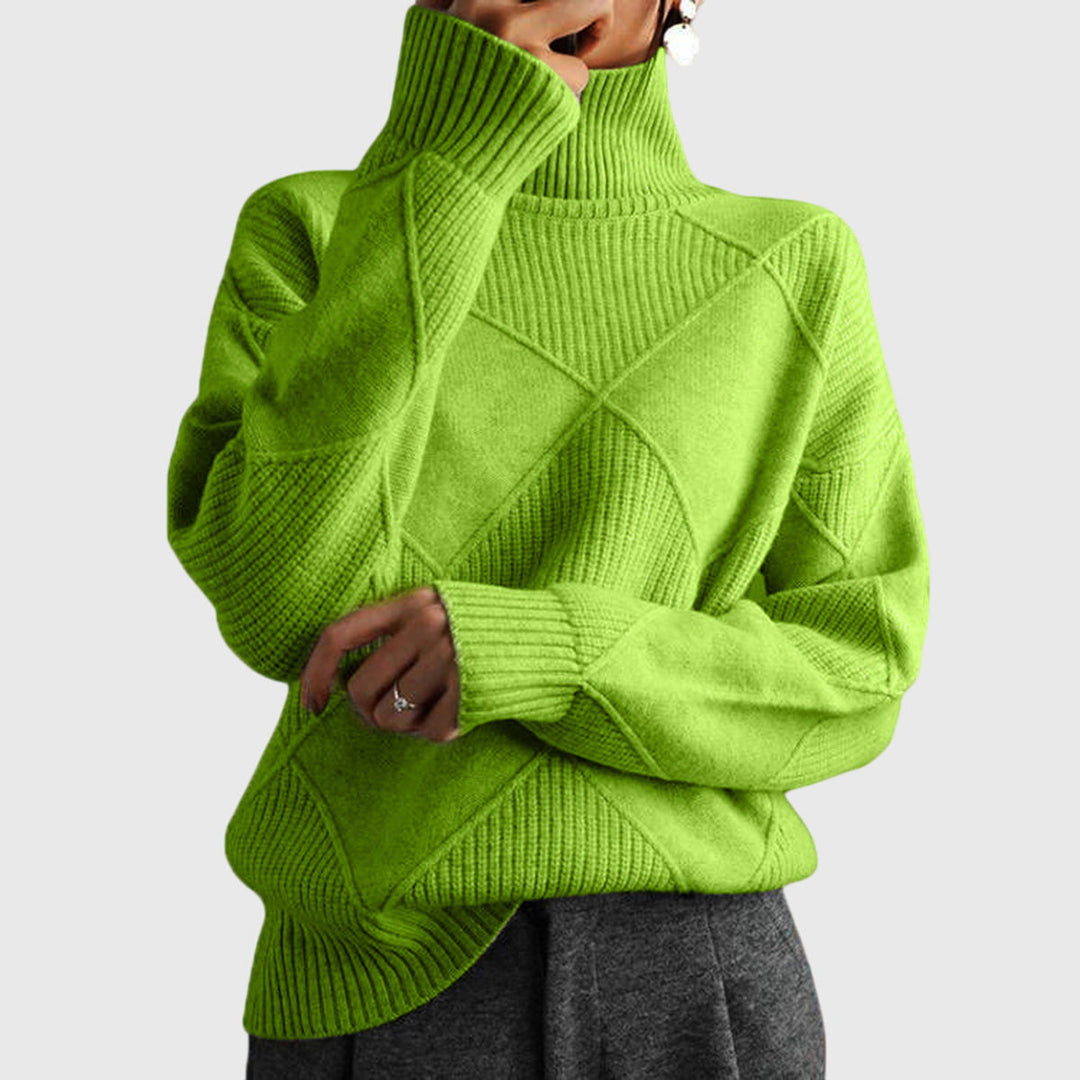 Women’s Geometric Pattern Turtleneck Sweater with Warmth
