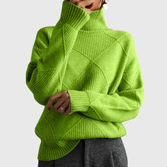 Women’s Geometric Pattern Turtleneck Sweater with Warmth