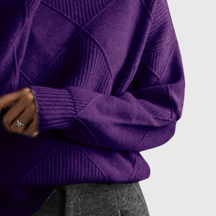 Women’s Geometric Pattern Turtleneck Sweater with Warmth