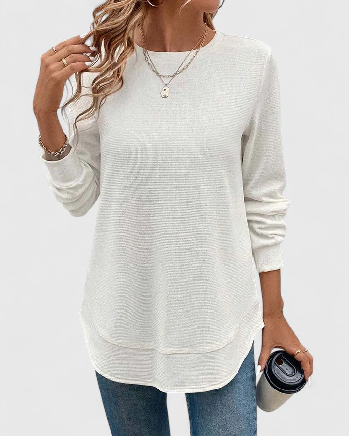 Women’s O-Neck Long Sleeve Top with Comfort