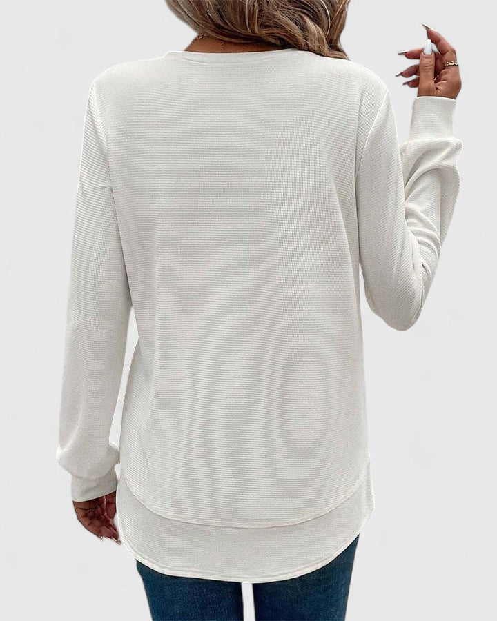 Women’s O-Neck Long Sleeve Top with Comfort