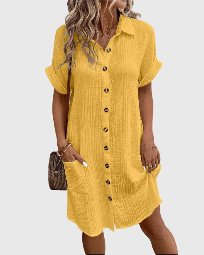 Women’s Relaxed Button-Front Dress with Pockets