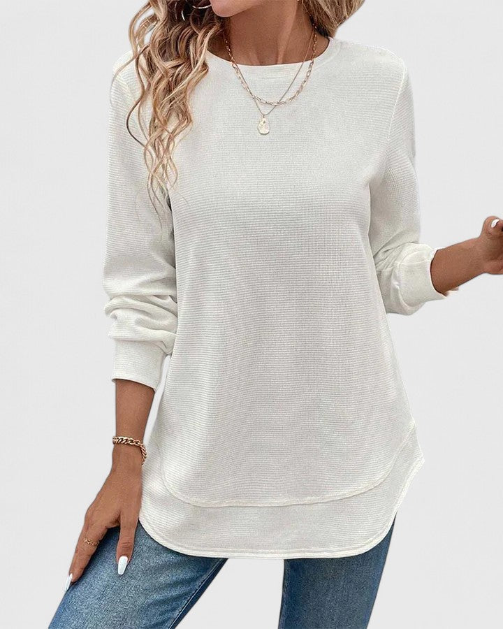 Women’s O-Neck Long Sleeve Top with Comfort