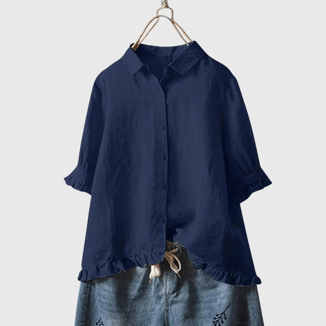 Women’s Elegant Shirt with Ruffle Hem