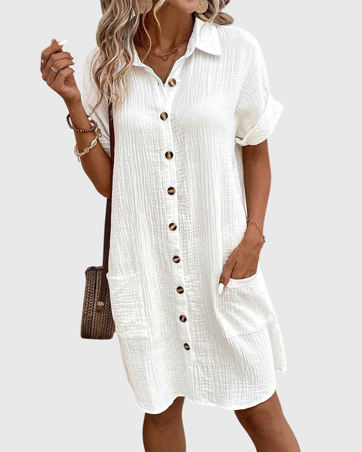 Women’s Relaxed Button-Front Dress with Pockets