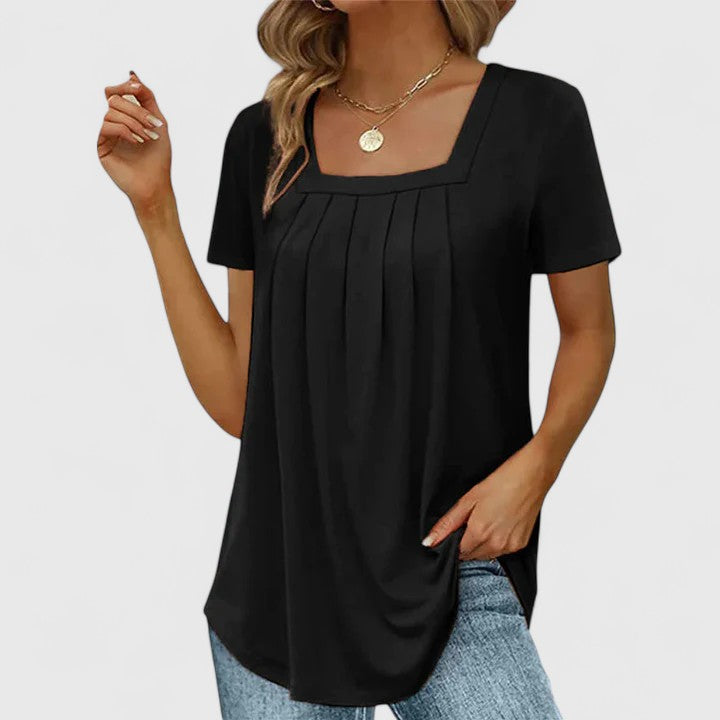 Lenabria | Women’s Pleated Blouse with Square Neckline