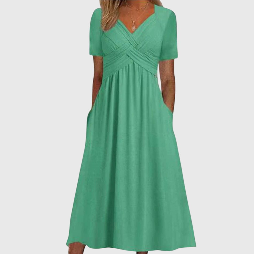 Women’s Crossed Bodice Dress with Pockets
