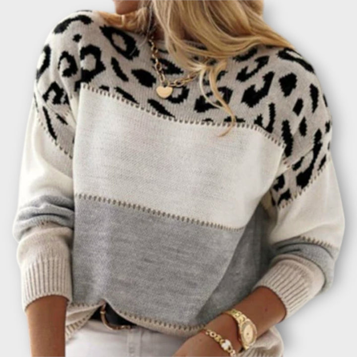 Women’s Leopard Print Sweater with Cozy Fit