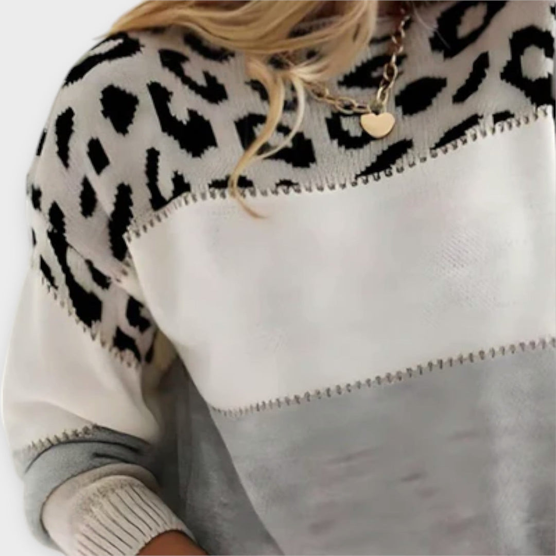 Women’s Leopard Print Sweater with Cozy Fit