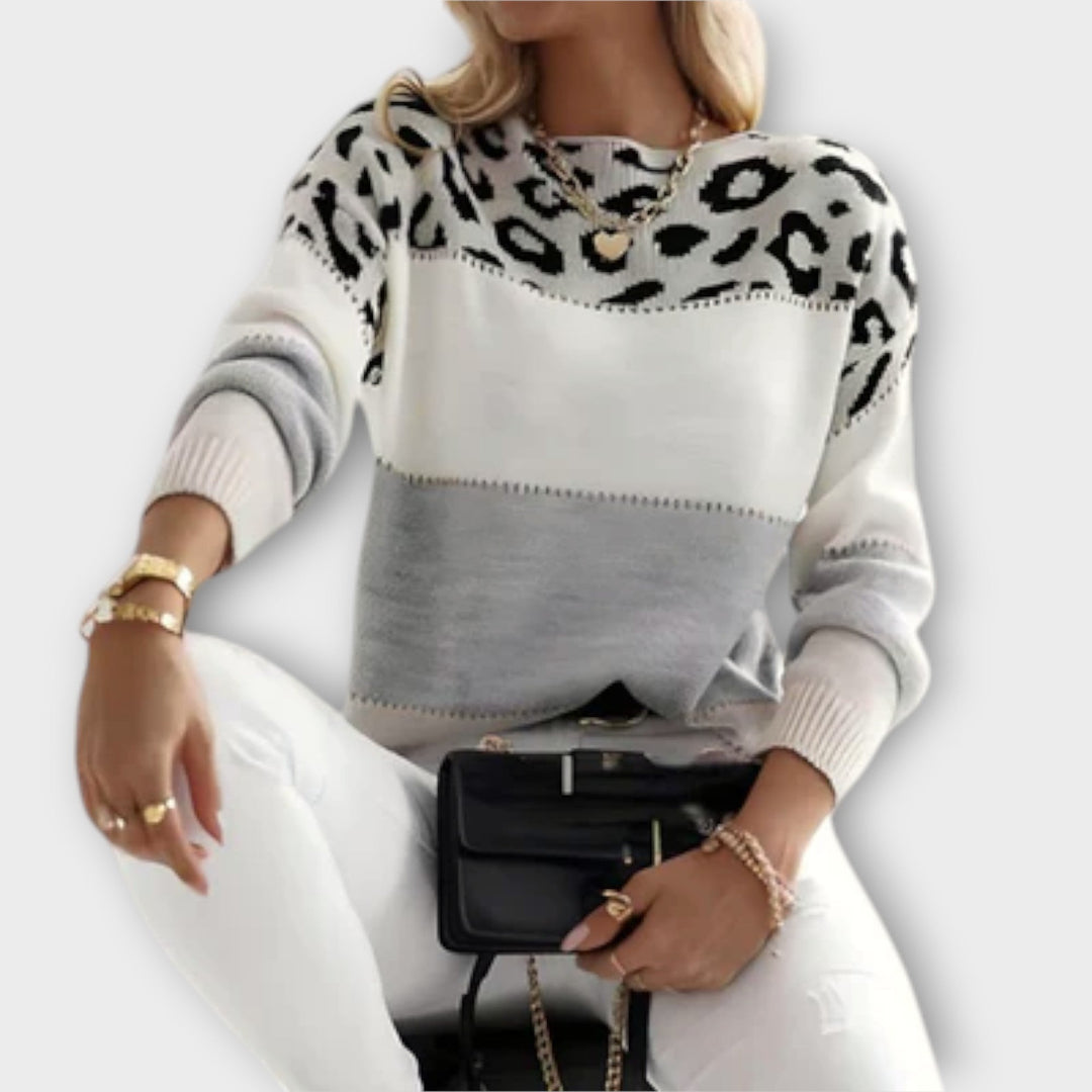 Women’s Leopard Print Sweater with Cozy Fit