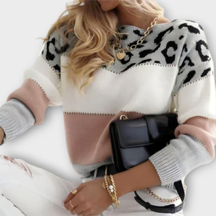 Women’s Leopard Print Sweater with Cozy Fit