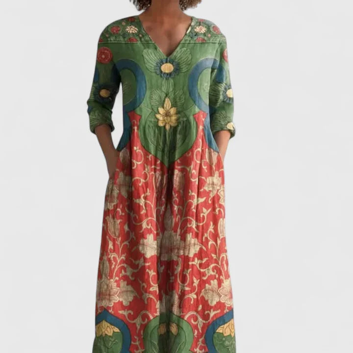 Kymberah | Women’s Sophisticated Midi Dress with Deep V-Neck