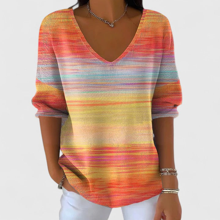 Women’s Gradient Pattern Shirt - V-Neck