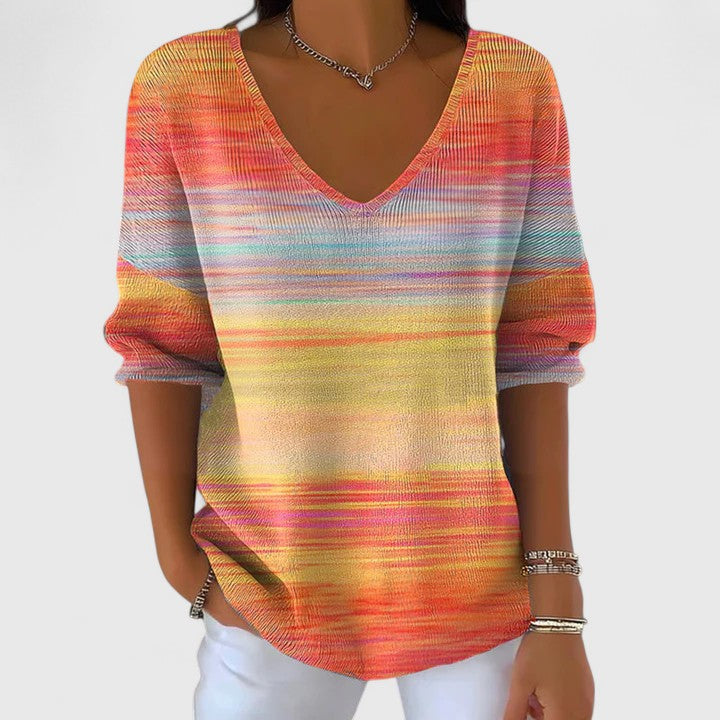 Women’s Gradient Pattern Shirt - V-Neck