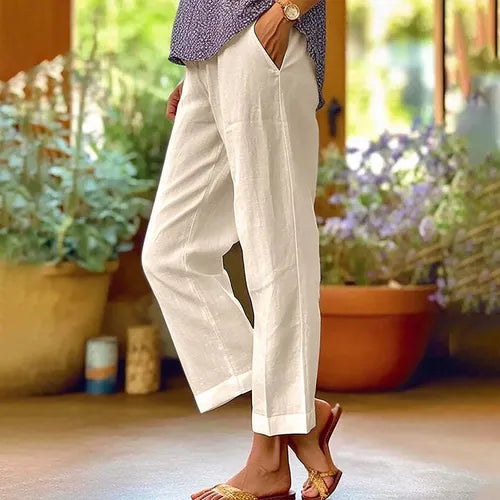 Women’s Relaxed Cropped Pants with Elastic Waistband