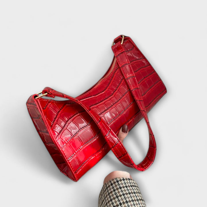 Olivia | Women’s Shiny Crocodile-Texture Bag with Comfortable Handles