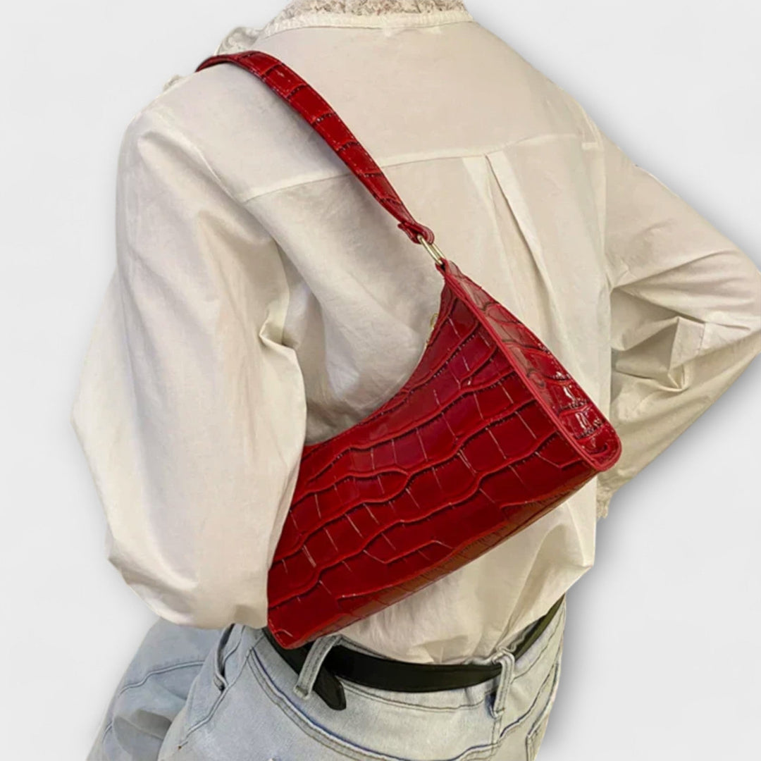 Olivia | Women’s Shiny Crocodile-Texture Bag with Comfortable Handles