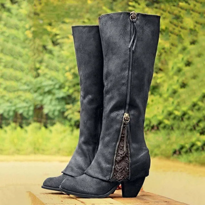 Women’s Knee-High Boots with Lace Detailing