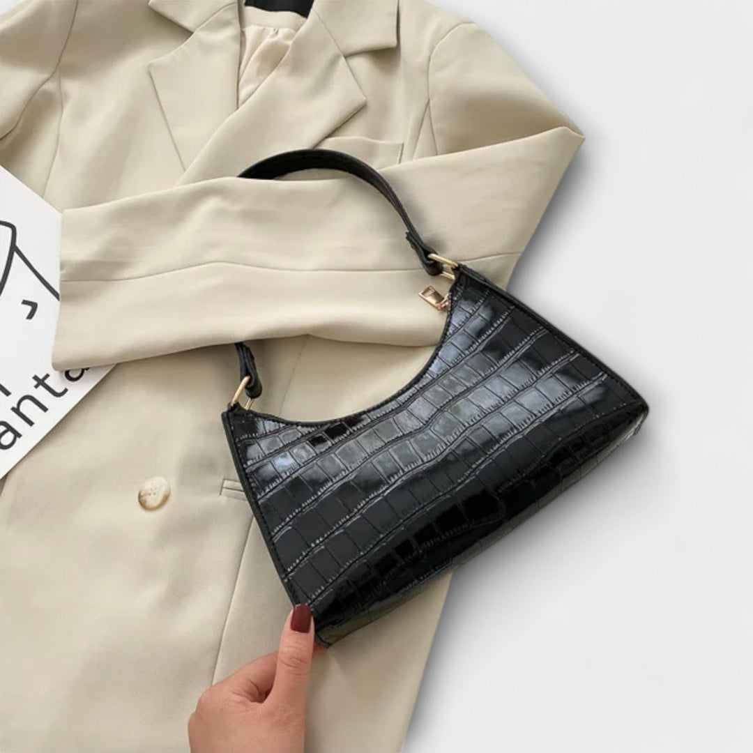 Olivia | Women’s Shiny Crocodile-Texture Bag with Comfortable Handles