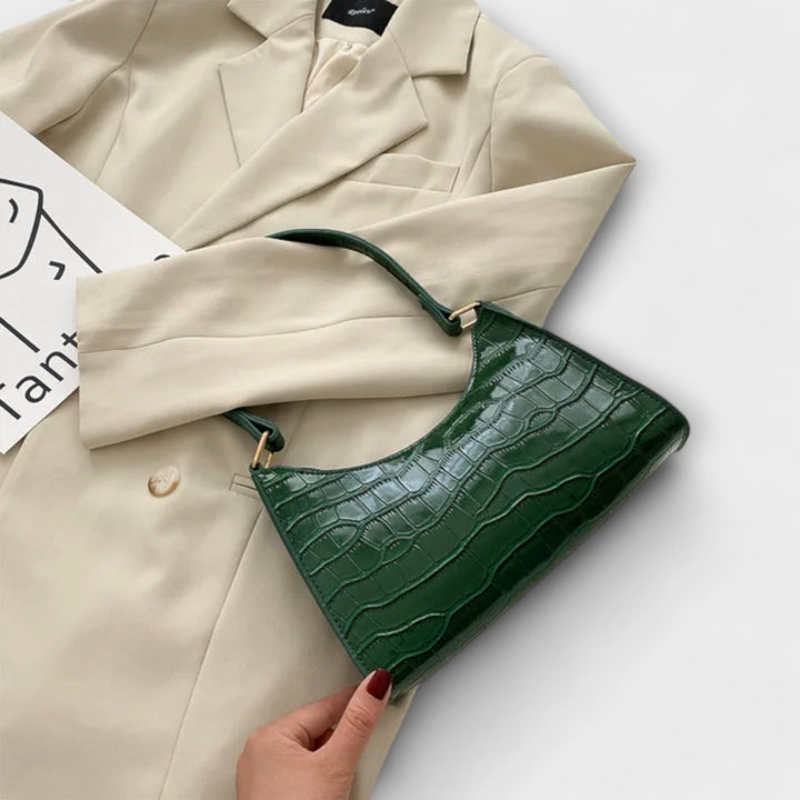 Olivia | Women’s Shiny Crocodile-Texture Bag with Comfortable Handles