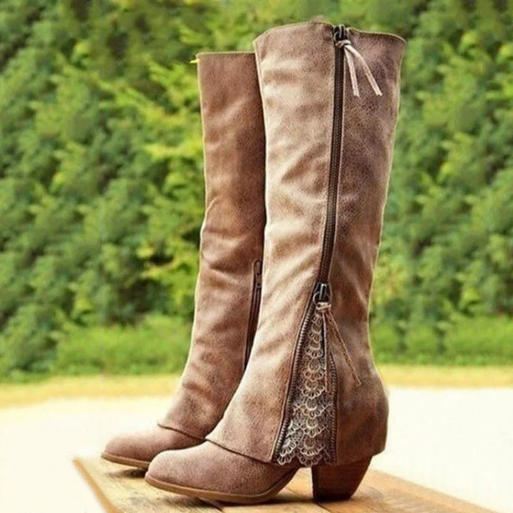 Women’s Knee-High Boots with Lace Detailing