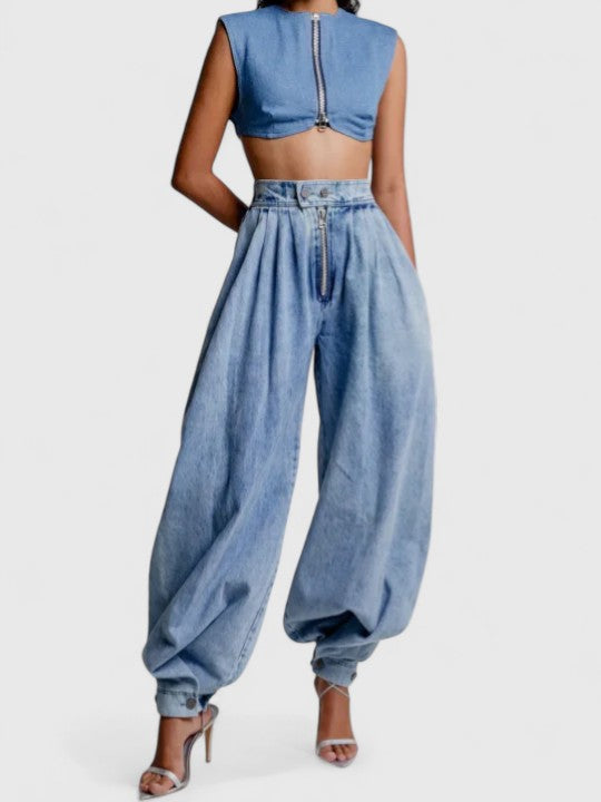 Ariselisse | Women’s Jeans with Elastic Pleated Details
