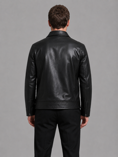 Men's Black Jacket with Zip Pocket Closure