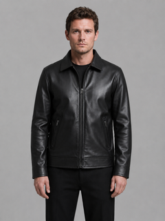 Men's Black Jacket with Zip Pocket Closure
