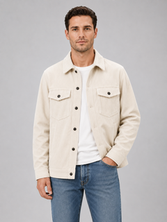 Men's Corduroy Overshirt with Snap Button Fastening