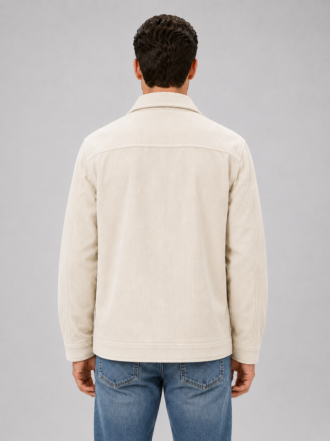 Men's Corduroy Overshirt with Snap Button Fastening