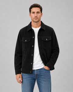 Men's Corduroy Overshirt with Snap Button Fastening