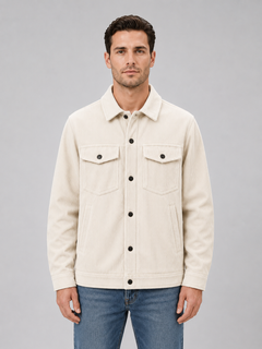 Men's Corduroy Overshirt with Snap Button Fastening