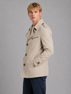 Men's Double Breasted Coat with Zip Pocket