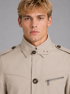 Men's Double Breasted Coat with Zip Pocket