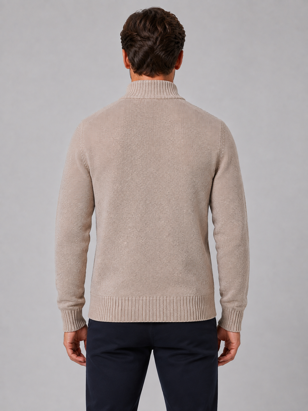 Men's Full Zip Cardigan with Funnel Neck